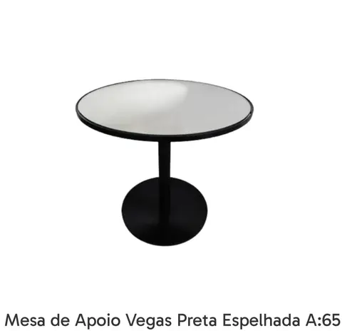 Mesa de Apoio Vegas Preta Espelhada