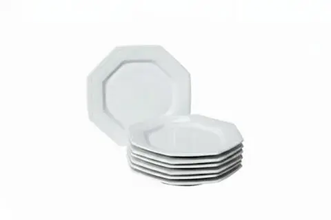 Prato de refeição oitavado de porcelana