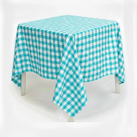 Toalha quadrada xadrez azul turquesa