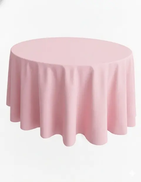 Toalha redonda cetim rosa bebê