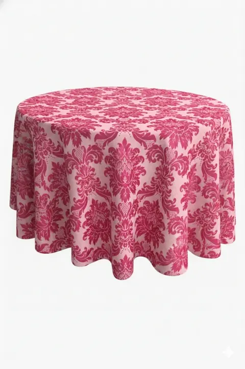 Toalha redonda brocada pink